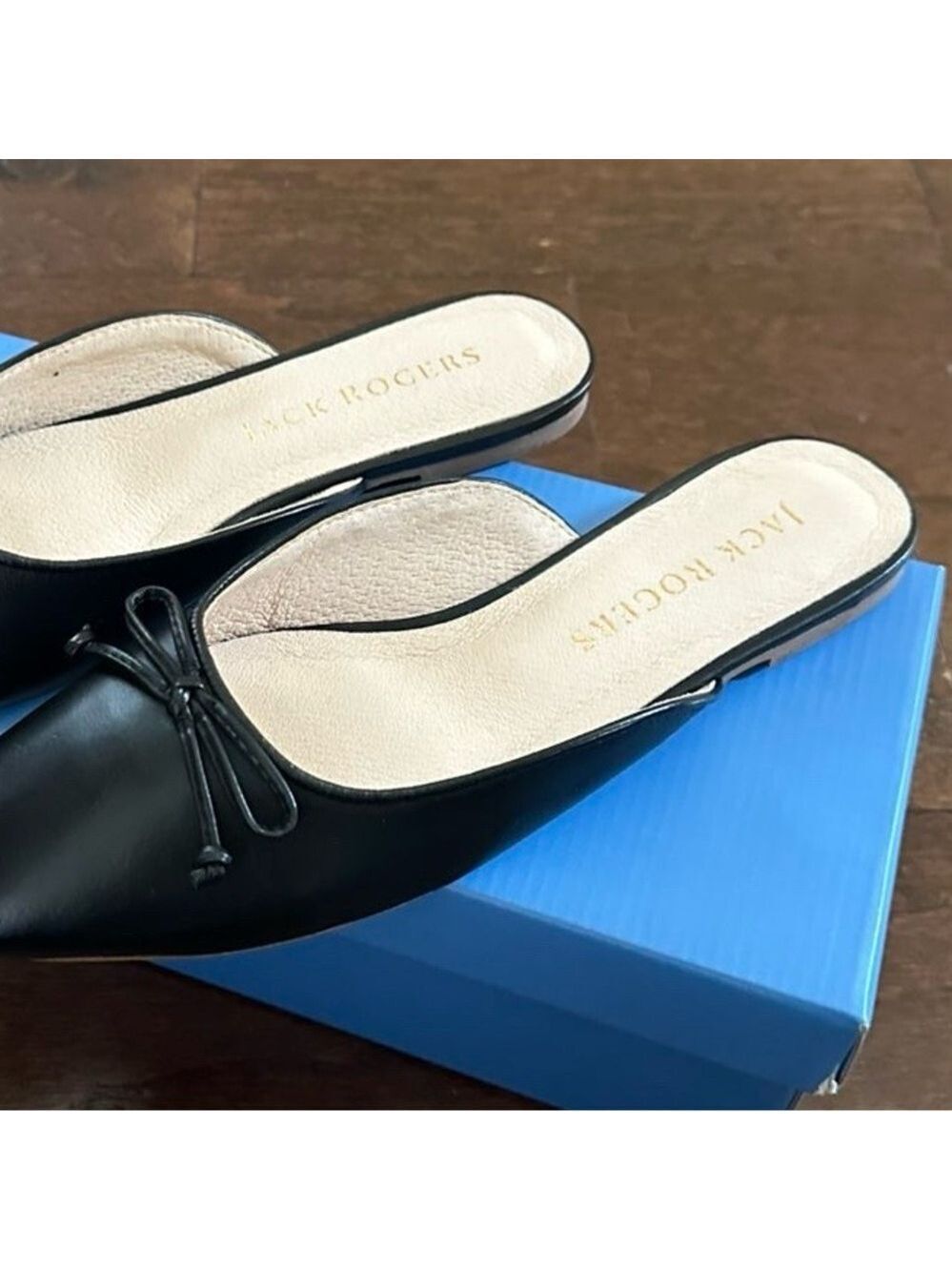 Jack Rogers- Ginny Flat Mule Sandals-size 8-Black-New - Picture 8 of 14